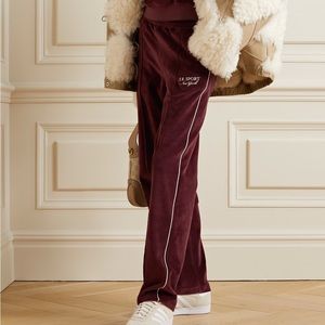 SPORTY & RICH BRANDIE EMBROIDERED COTTON-VELOUR TRACK PANTS